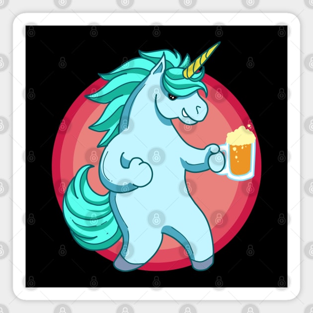 Cheers - Unicorn drinking beer - Beerfest Magnet by Modern Medieval Design